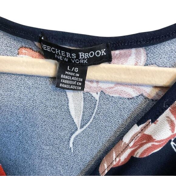 Beeches Brook Dress Women’s Size L Knit Wrap Black Floral Career Work Surplice - Picture 2 of 11